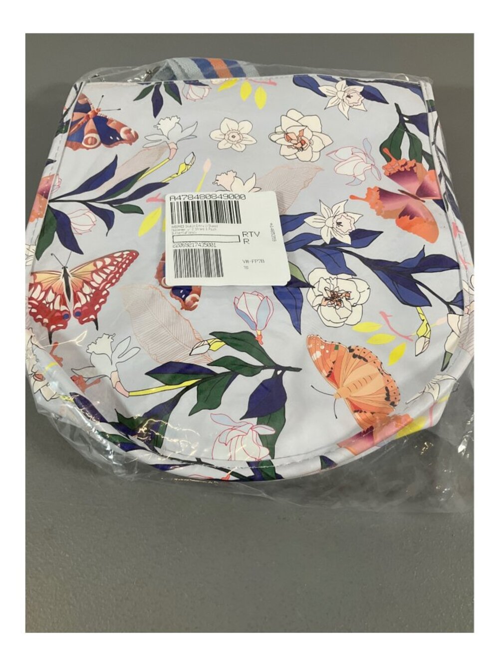 ahdorned U-Shaped Messenger Bag with Dual Straps & Pouch - ButterflyFloral Desig